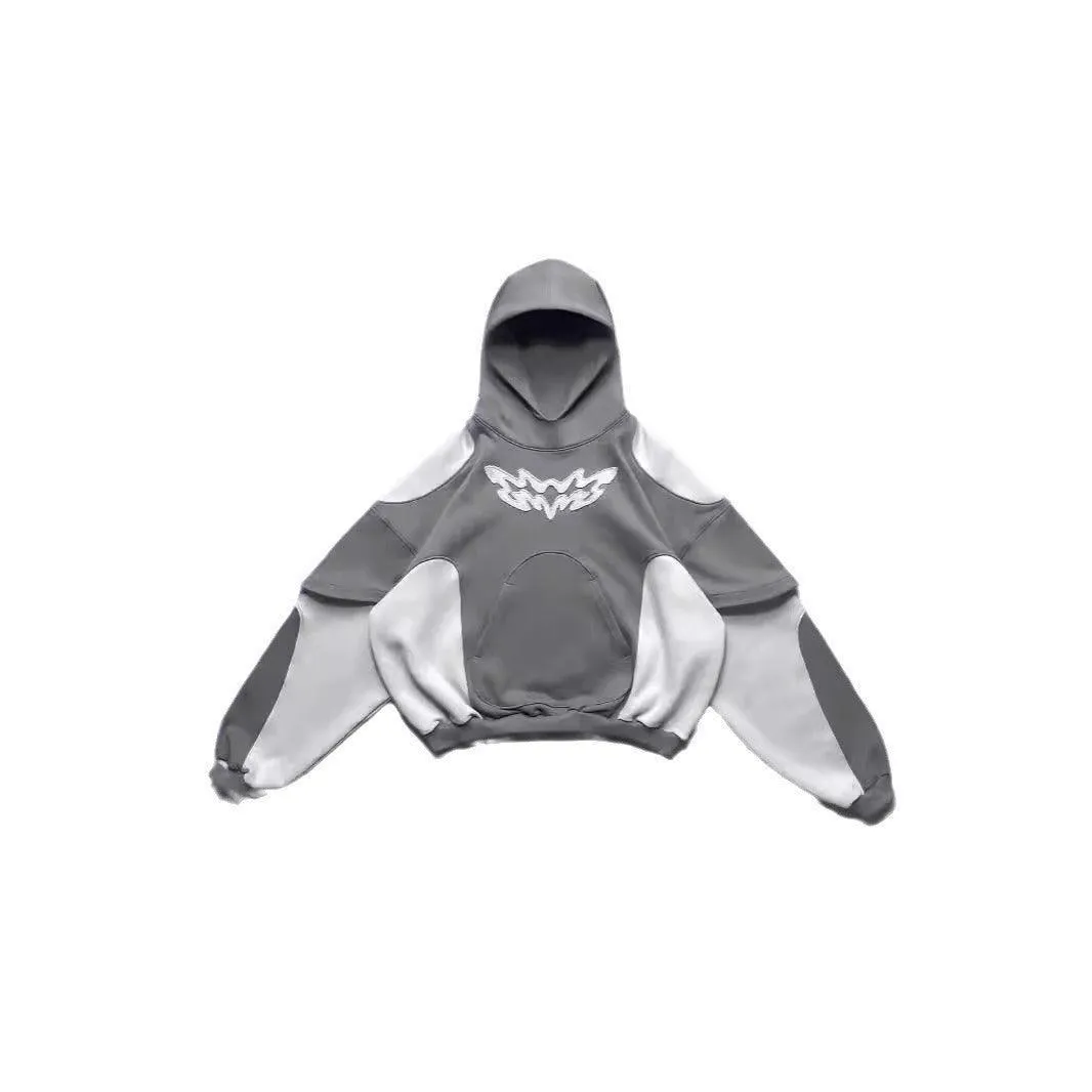 American Y2K Retro Contrast Street Hoodie – Trendy 3D Effect Sweatshirt