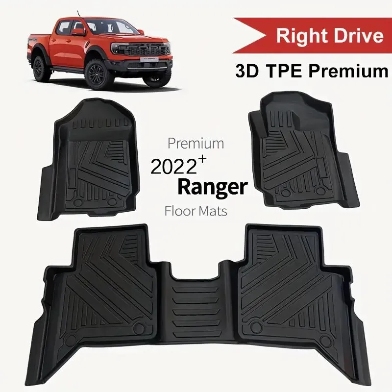 Automotive For 2023 Ford Ranger All weather Floor Mat Set
