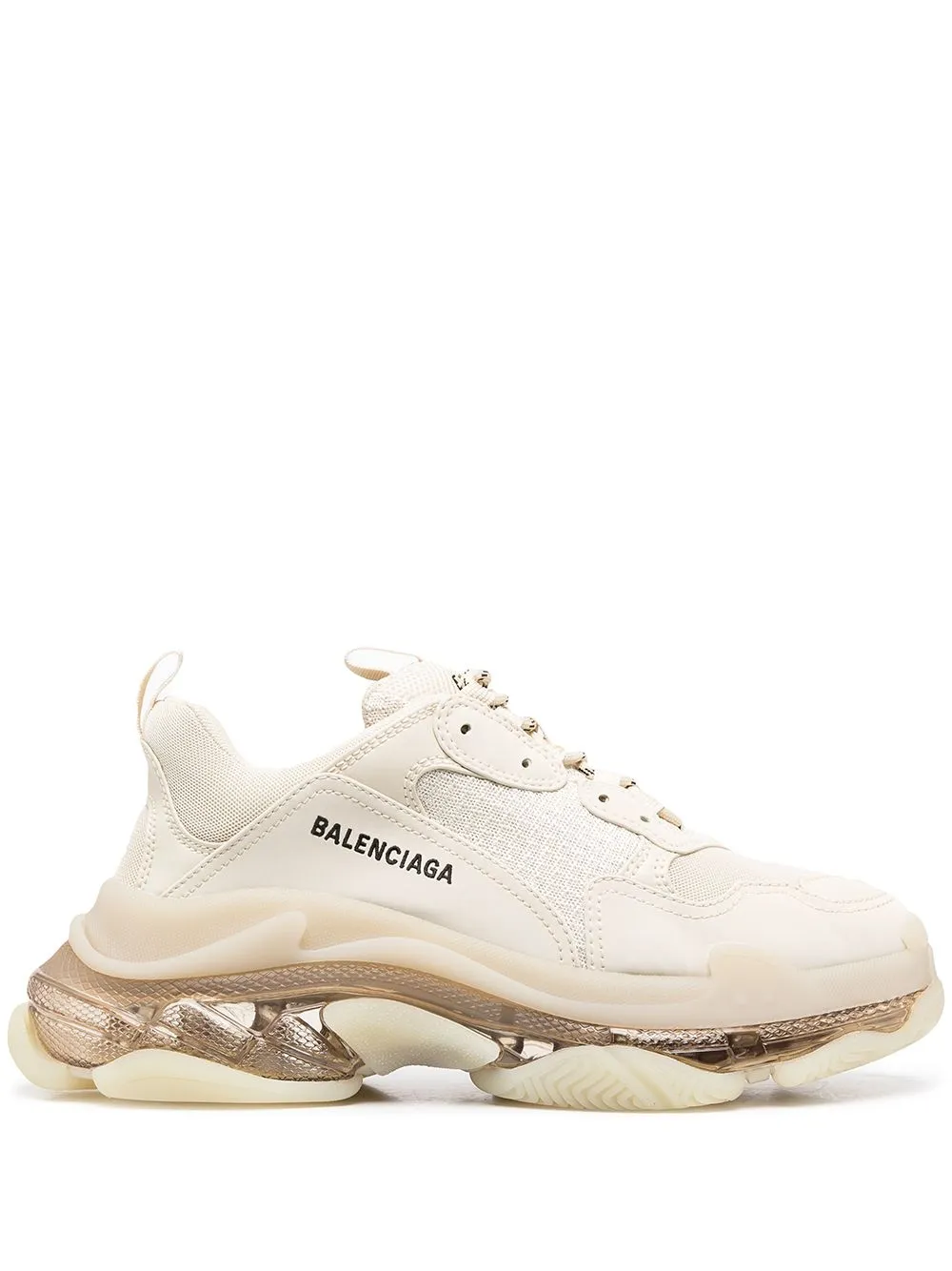 BALENCIAGA Triple S Clear Sole Sneakers Off White