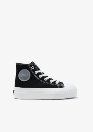 Canvas Platform High Top Sneakers Black B&W