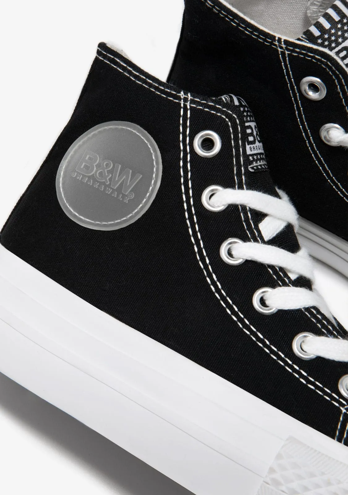 Canvas Platform High Top Sneakers Black B&W