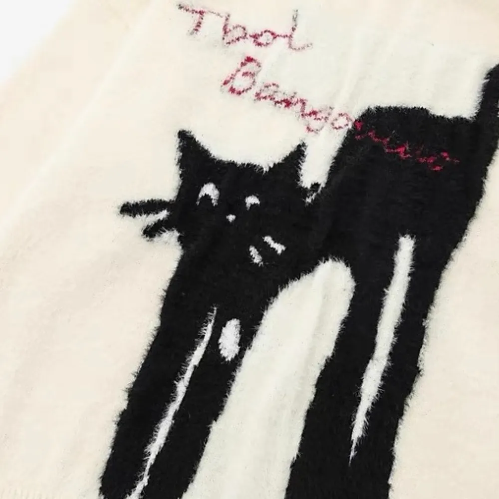 Cat Graphic Knit Sweater
