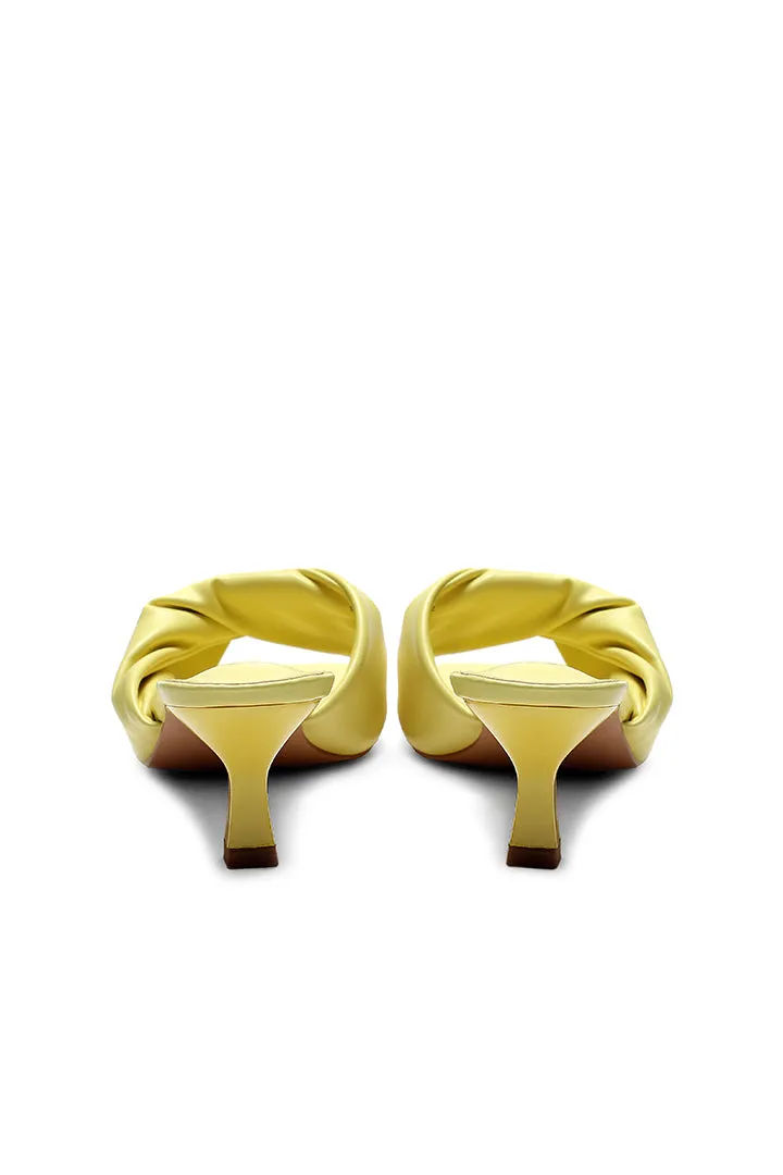 Choice Twisted Open Toe Kitten Heel Slide Sandals Yellow