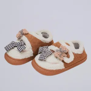 *CLEARANCE* Ultra Soft Bears and Bows Velcro Strap Plush Shoes - Women's
