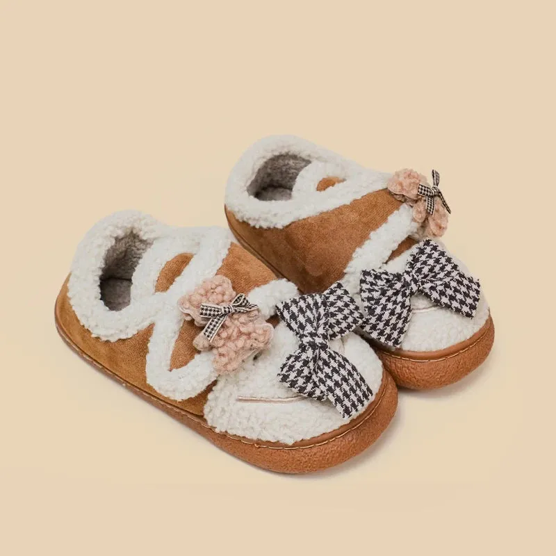 *CLEARANCE* Ultra Soft Bears and Bows Velcro Strap Plush Shoes - Women's