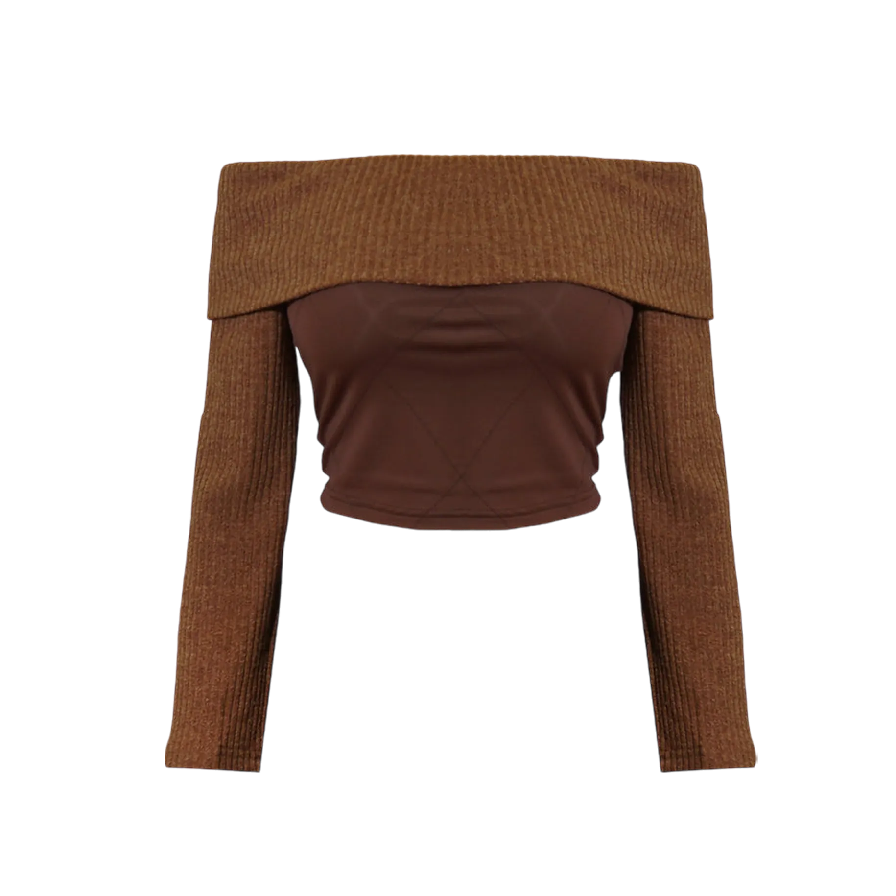 Coffee Powder Off Shoulder Top