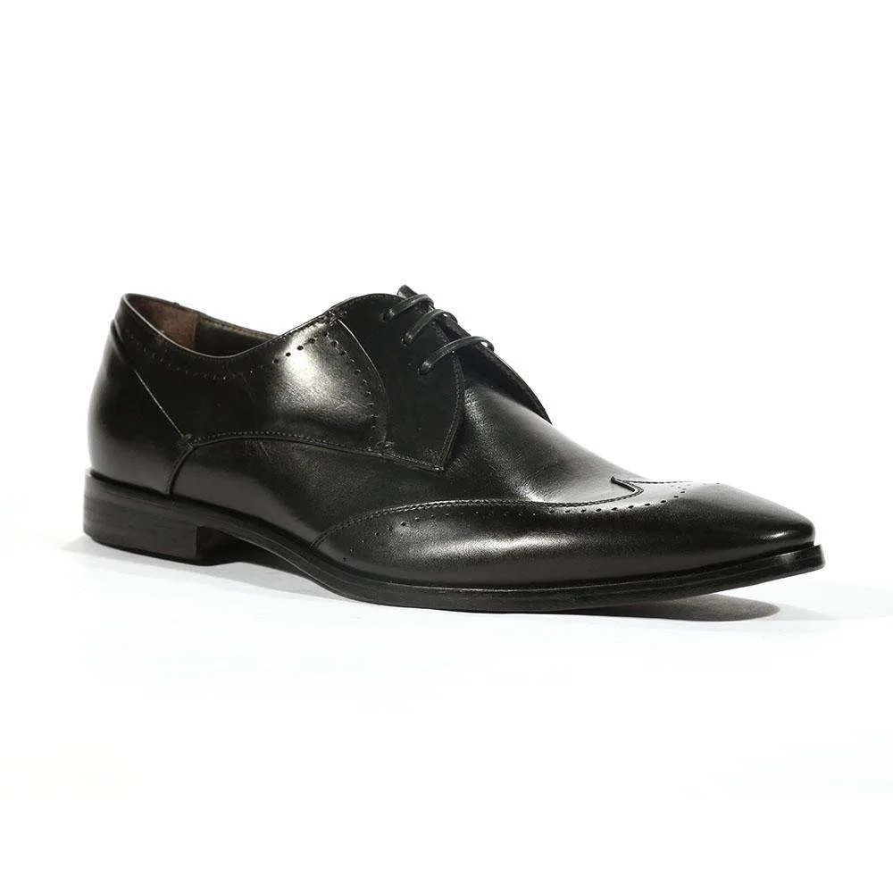 Corvari Designer Men's Designer Shoes Setacalf Black Nappa Leather Oxfords (COR1000)