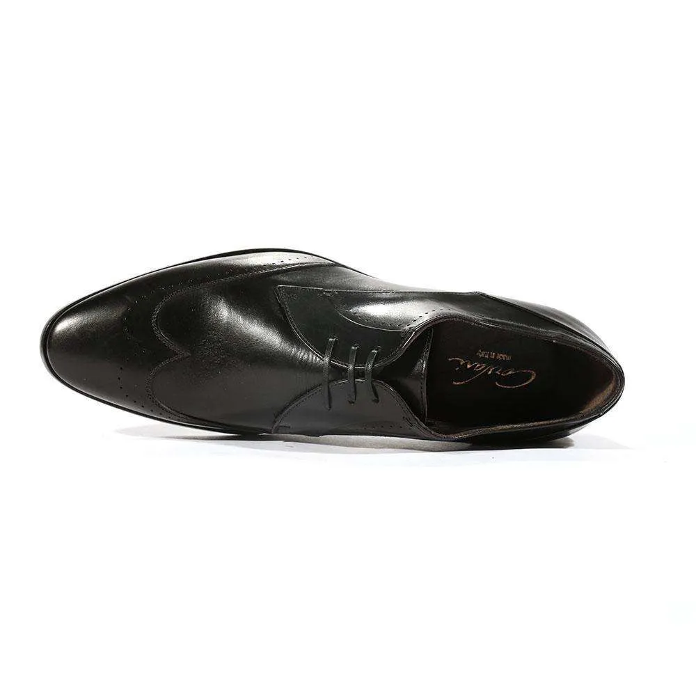 Corvari Designer Men's Designer Shoes Setacalf Black Nappa Leather Oxfords (COR1000)
