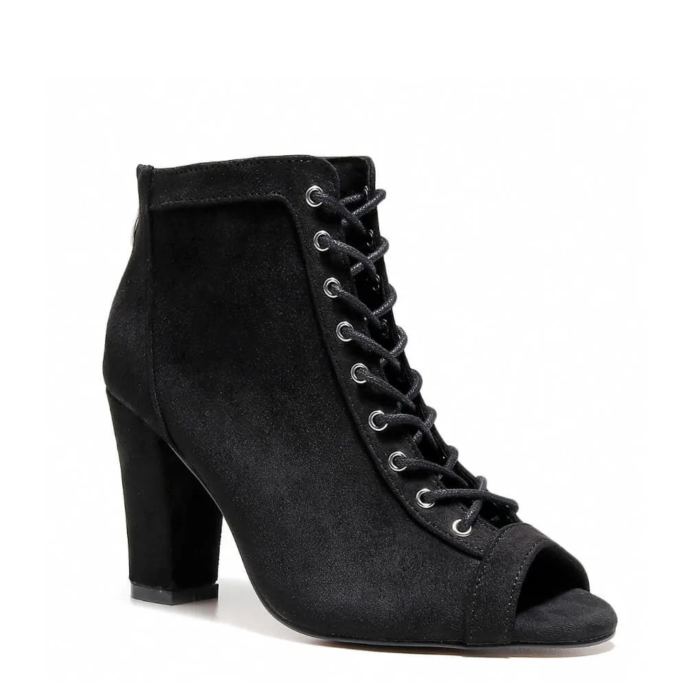 Dilynn Wide Fit - Black Vegan Suede  - Street Sole