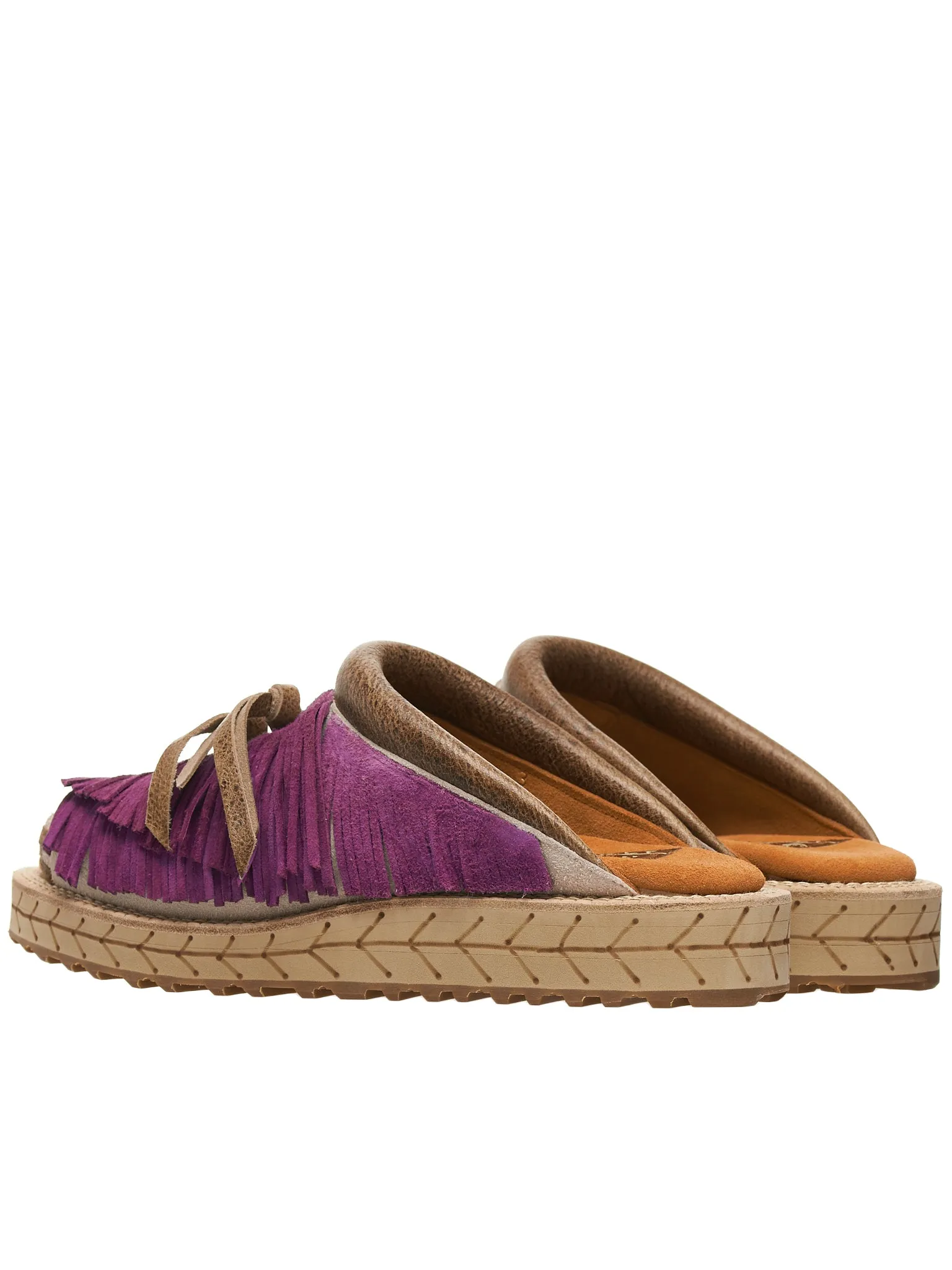 Fringed Leather Slides (K2204XG522-PUR-PURPLE)