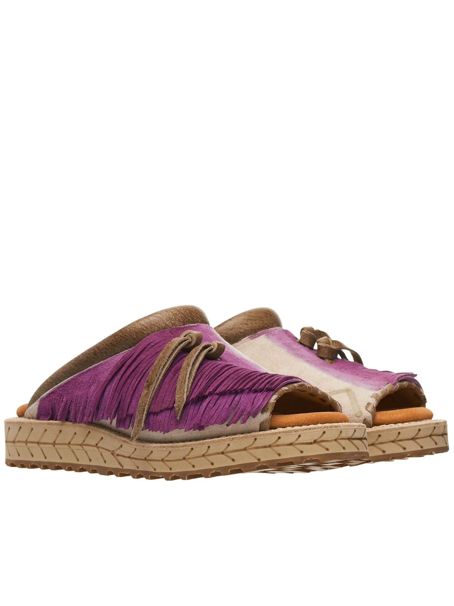 Fringed Leather Slides (K2204XG522-PUR-PURPLE)