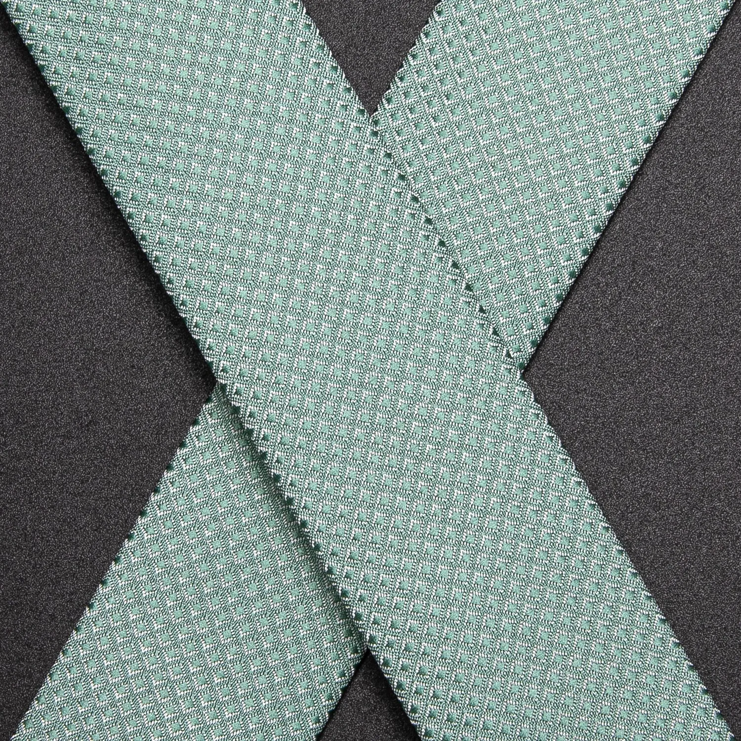 Hi-Tie Mint Green Solid Suspender Bowtie Hanky Cufflinks Set