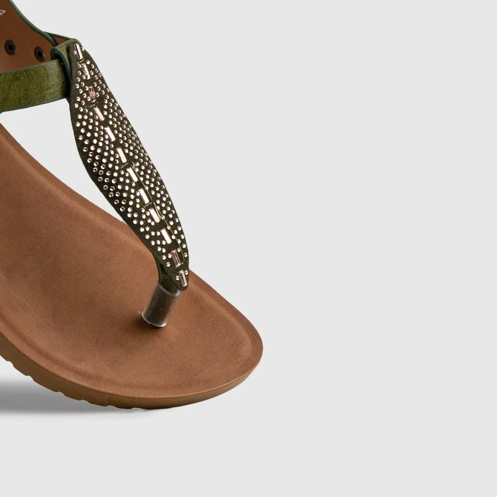 Ladies Thong Strap Sandal Olive 10511