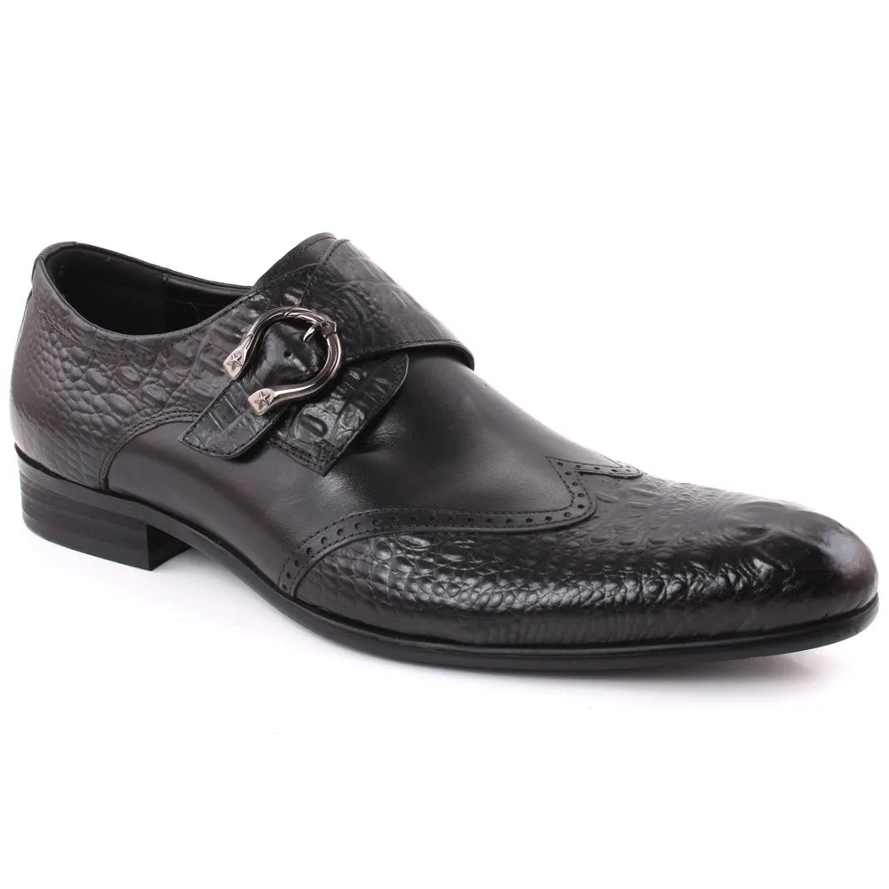 Men “KOLE” Perforated Design Belted Oxford Formal Leather Shoes