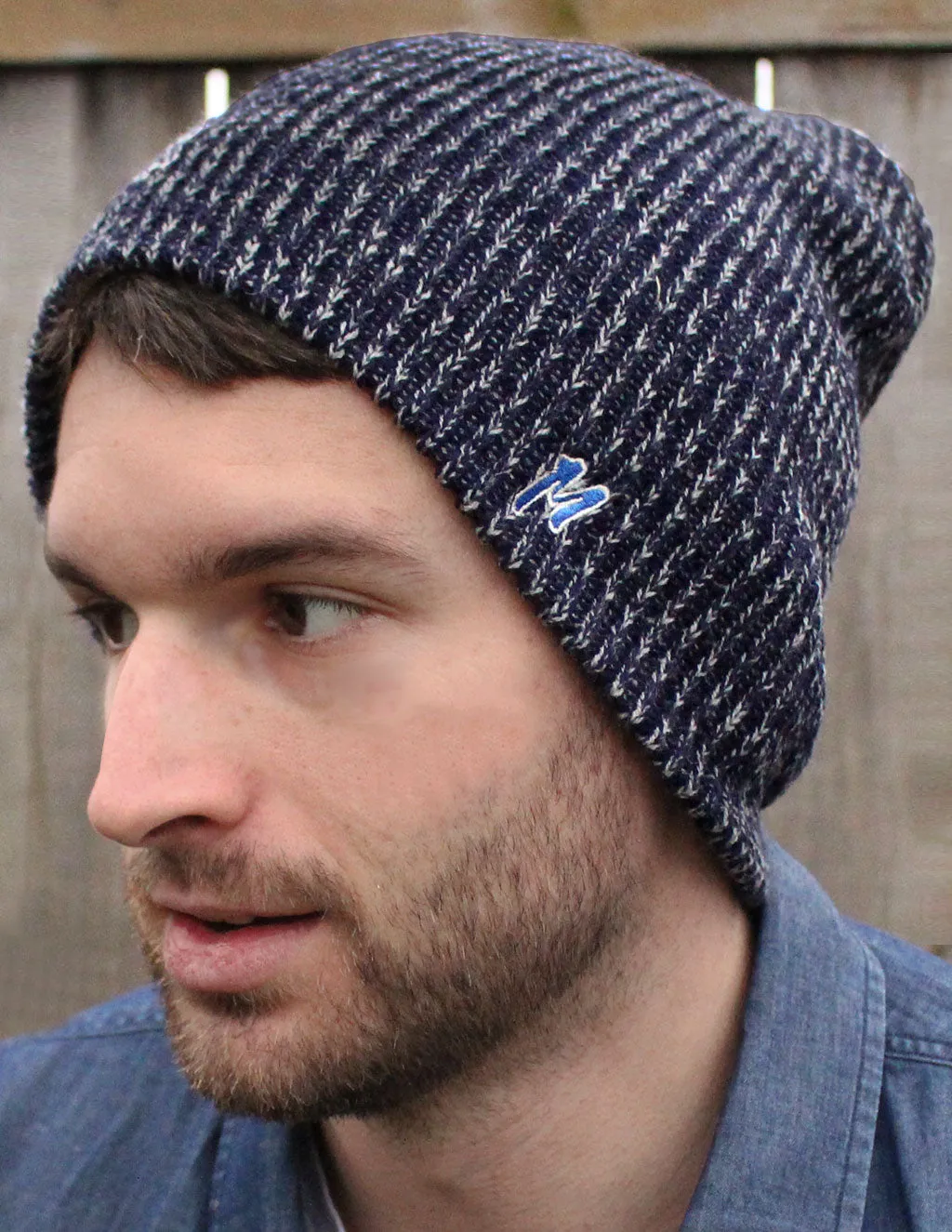 NAVY MARLED BEANIE