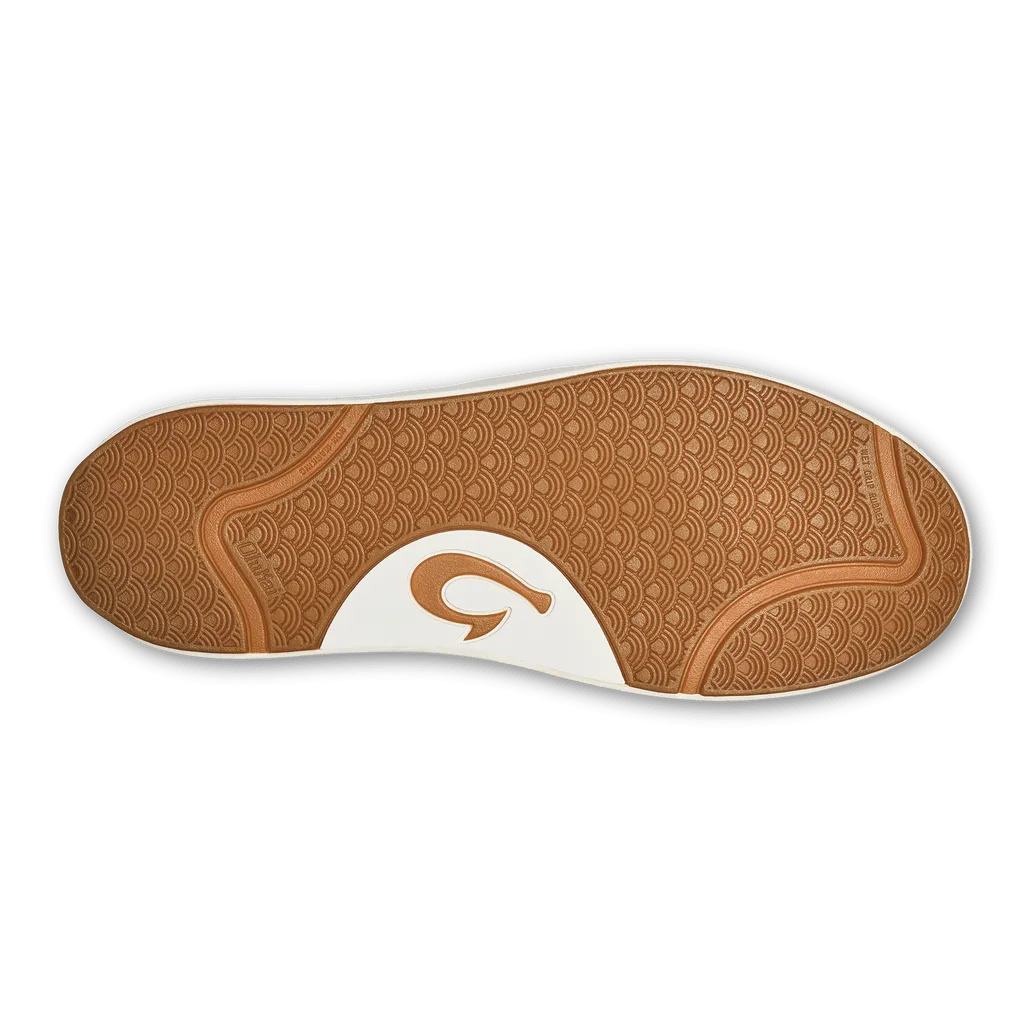 OluKai Men's Lae'ahi Li'Ili Leather Sneakers- Stone/Stone