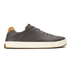 OluKai Men's Lae'ahi Li'Ili Leather Sneakers- Stone/Stone