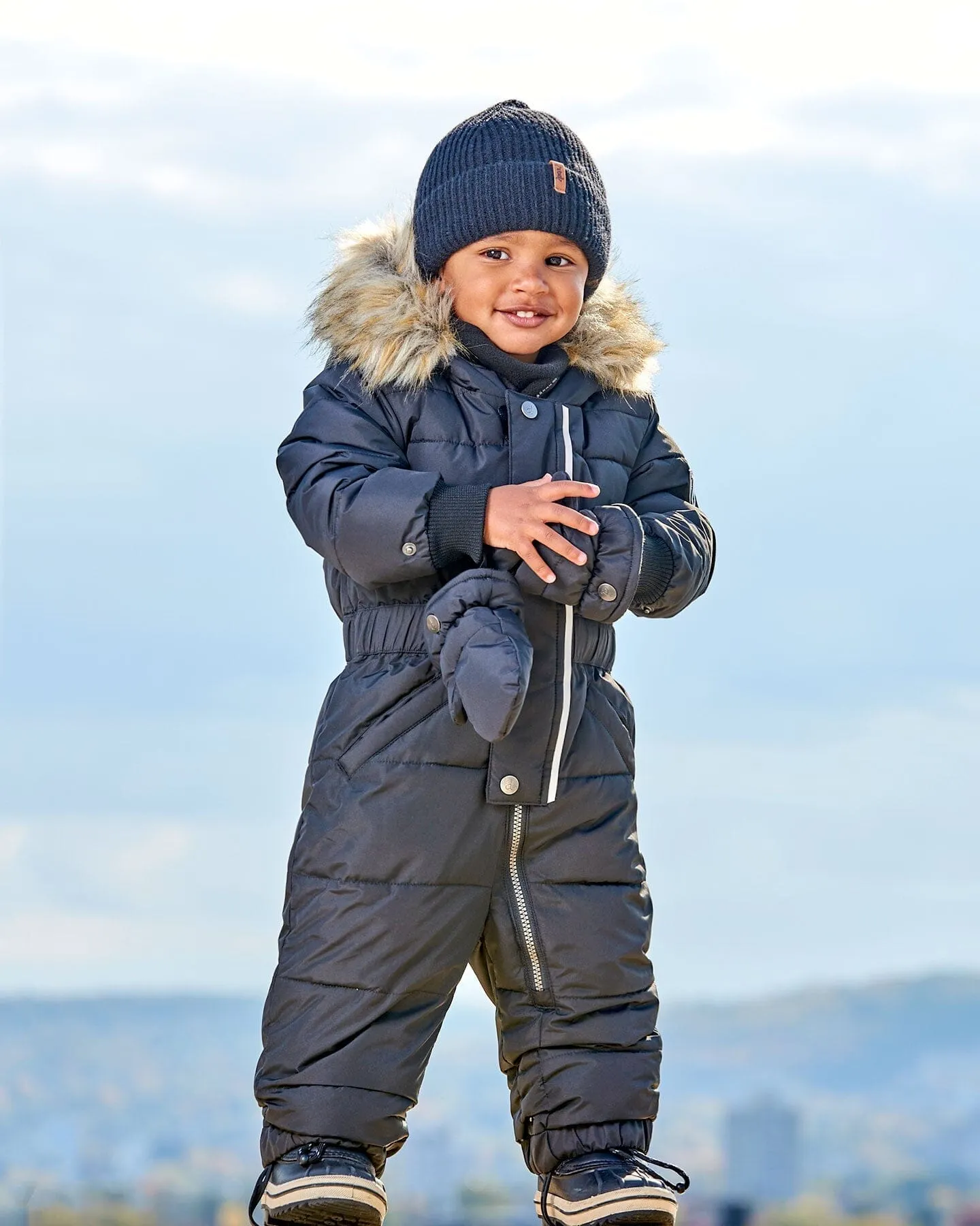 One Piece Baby Snowsuit Black