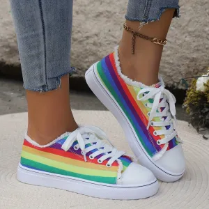 Rainbow Print Trainers Non Slip Canvas Shoes