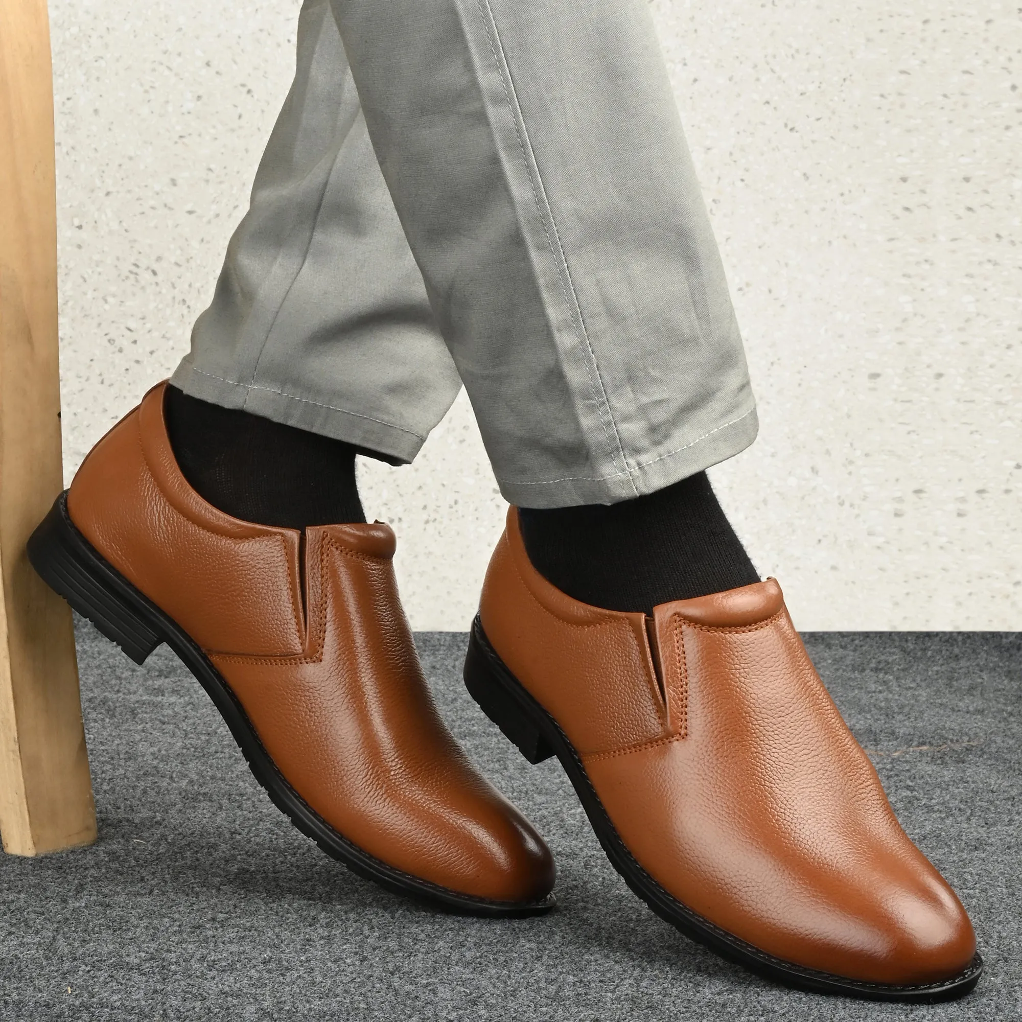Solid Full Grain Leather Slip Ons
