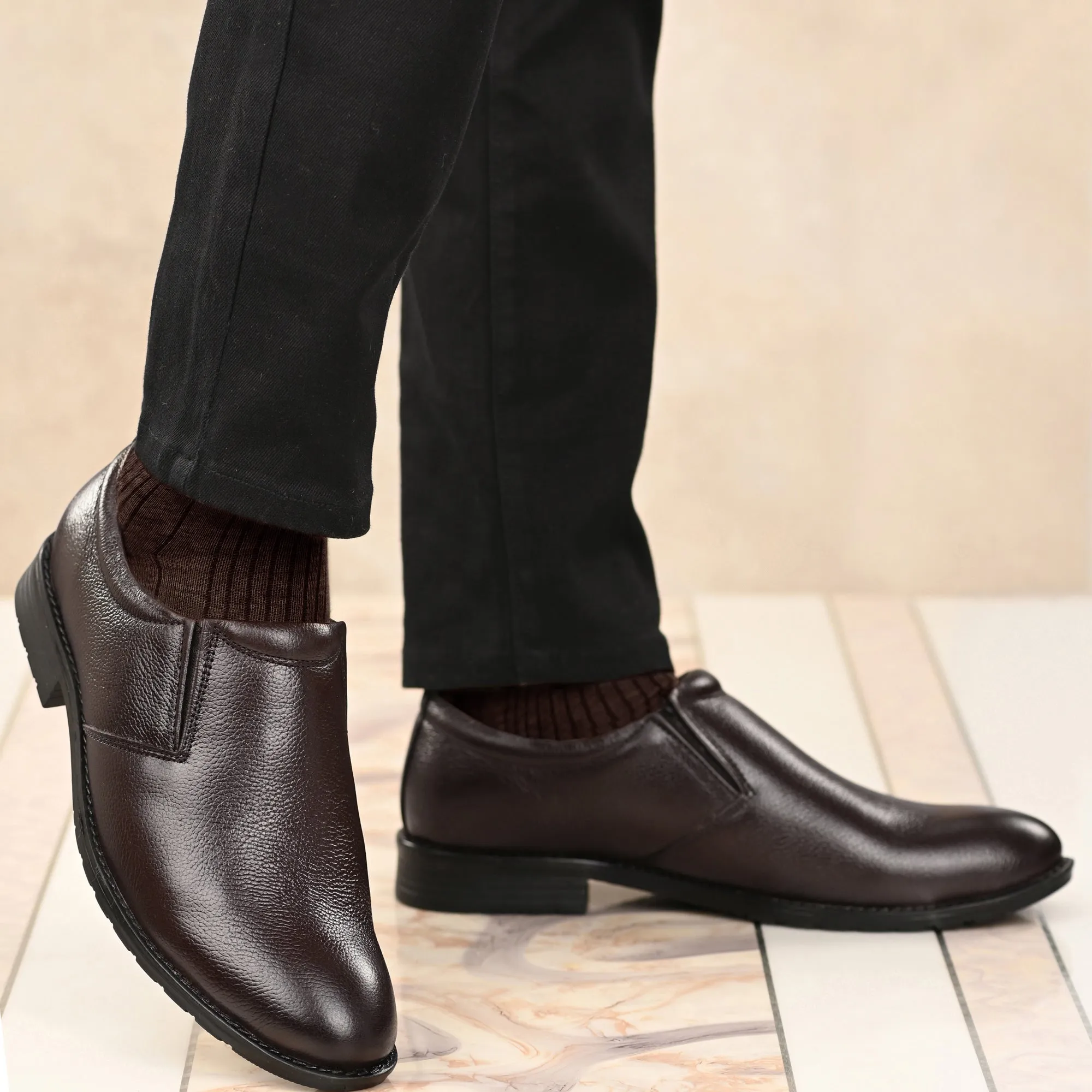 Solid Full Grain Leather Slip Ons