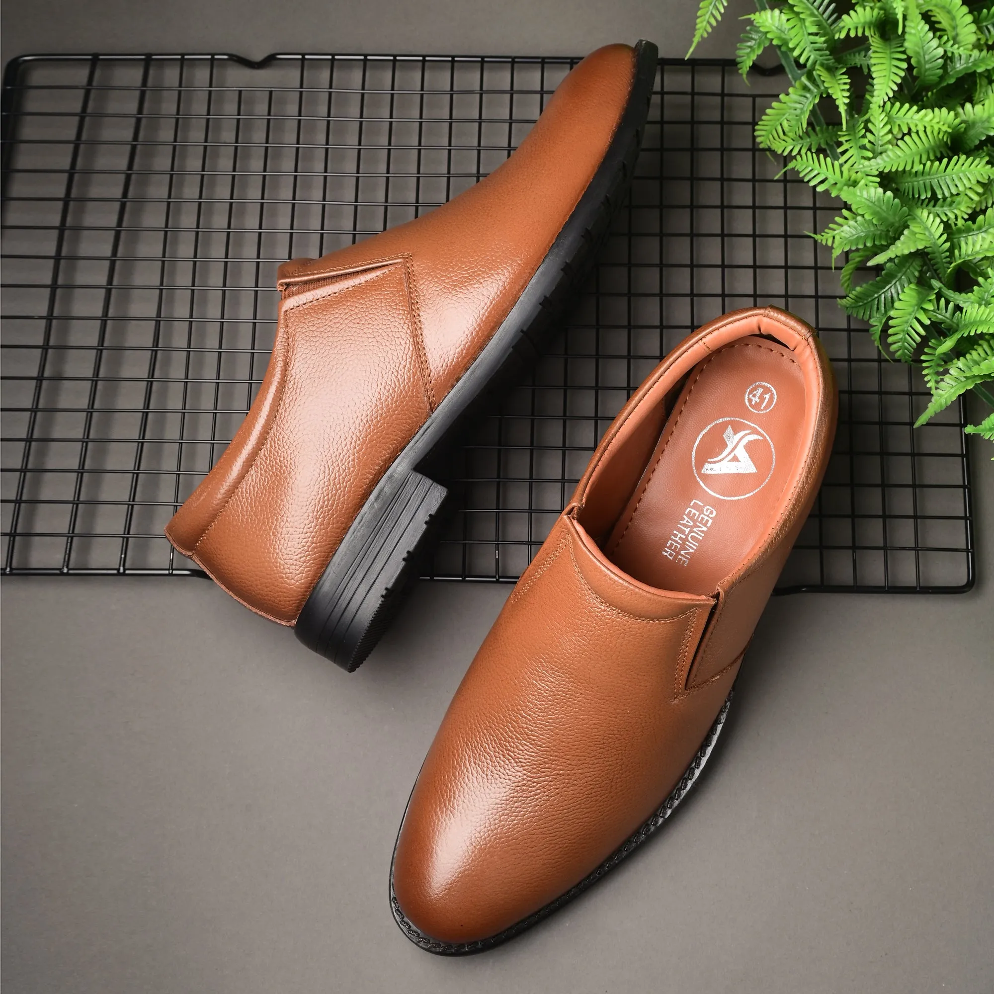 Solid Full Grain Leather Slip Ons