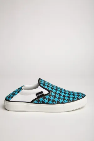 VETEMENTS | BLUE HOUNDSTOOTH BABOUCHE SLIP ON SNEAKERS
