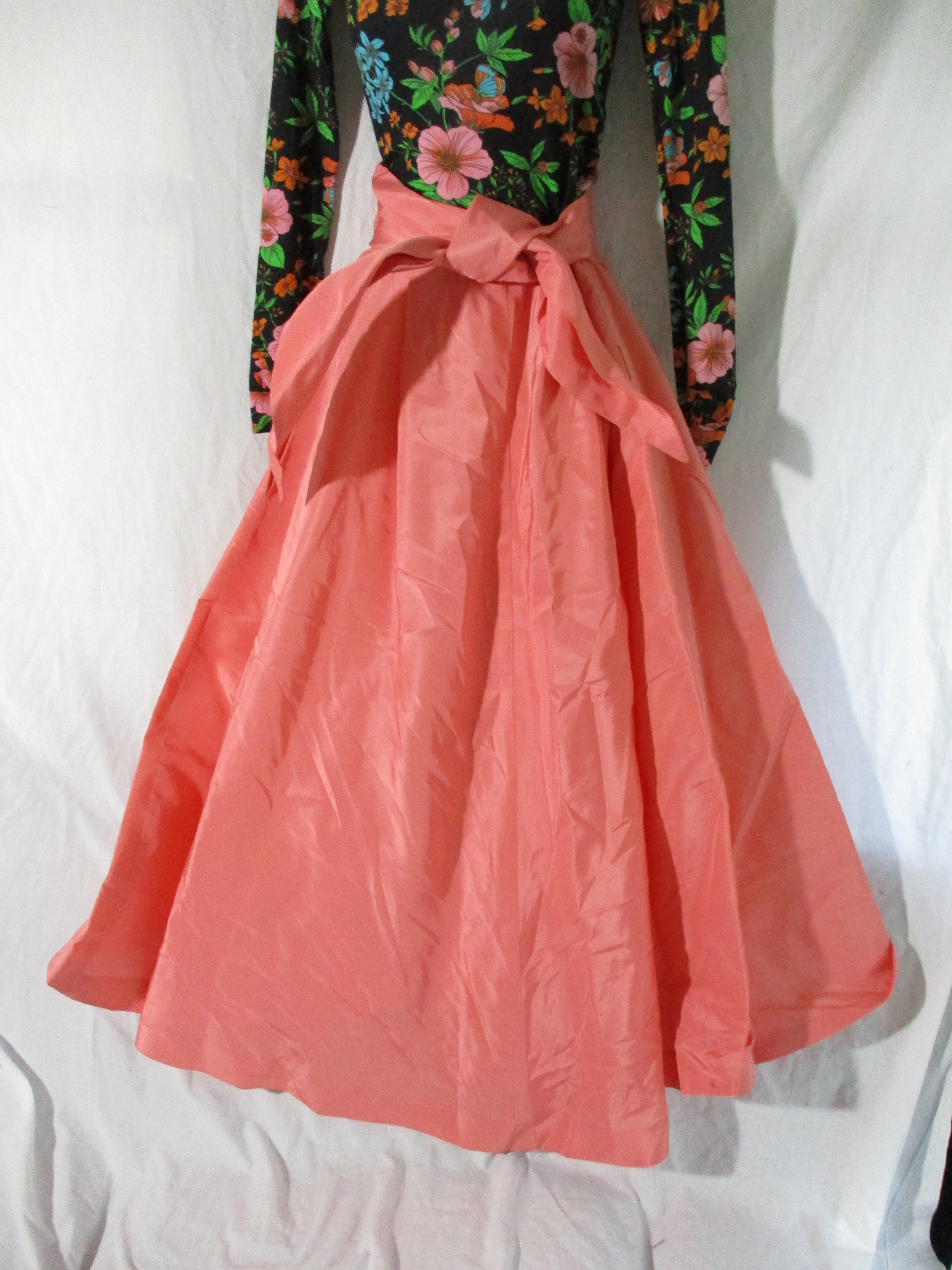 Vintage Speed Suit Vera Maxwell RUNWAY Maxi Dress Floral Black Pink