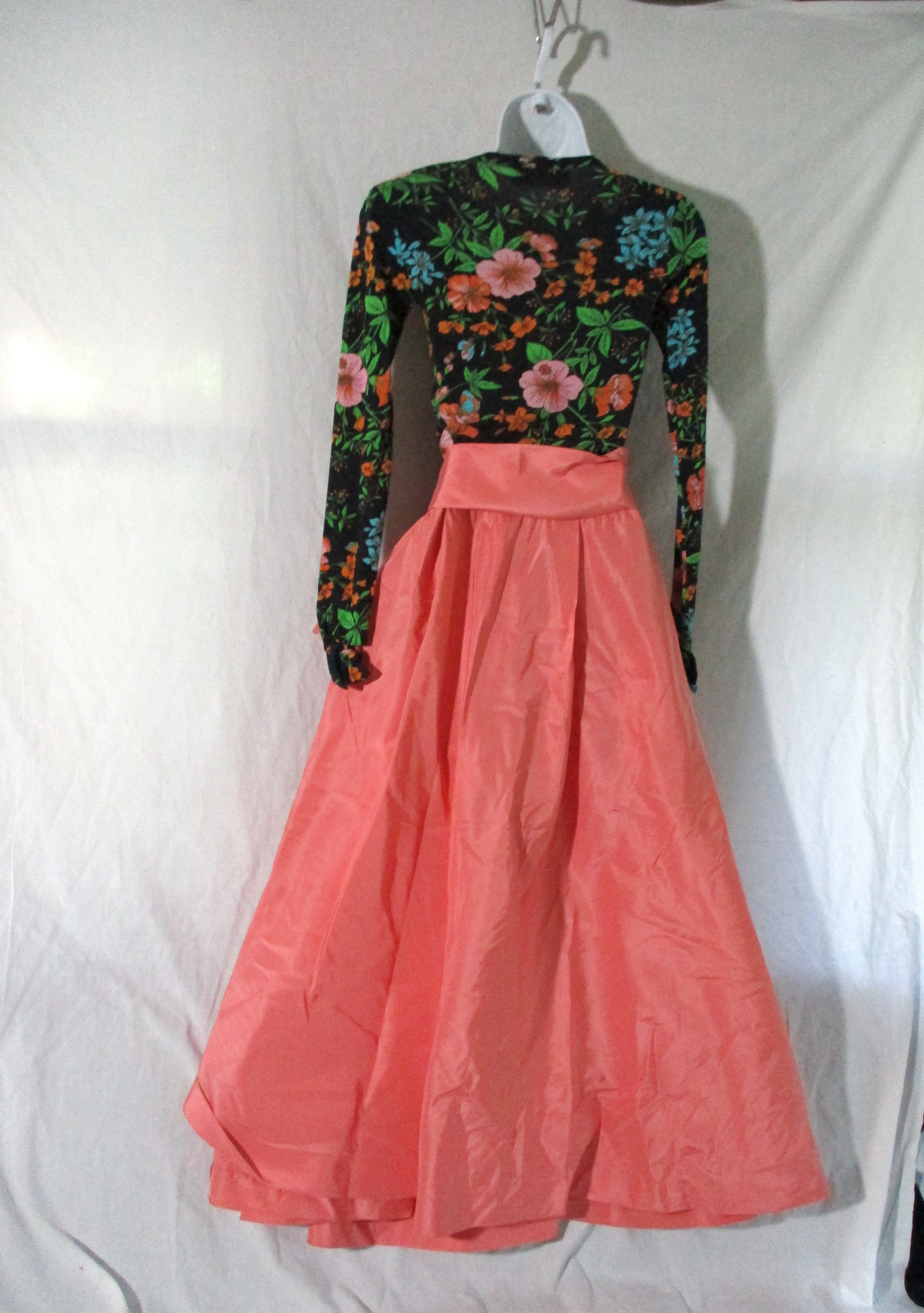 Vintage Speed Suit Vera Maxwell RUNWAY Maxi Dress Floral Black Pink