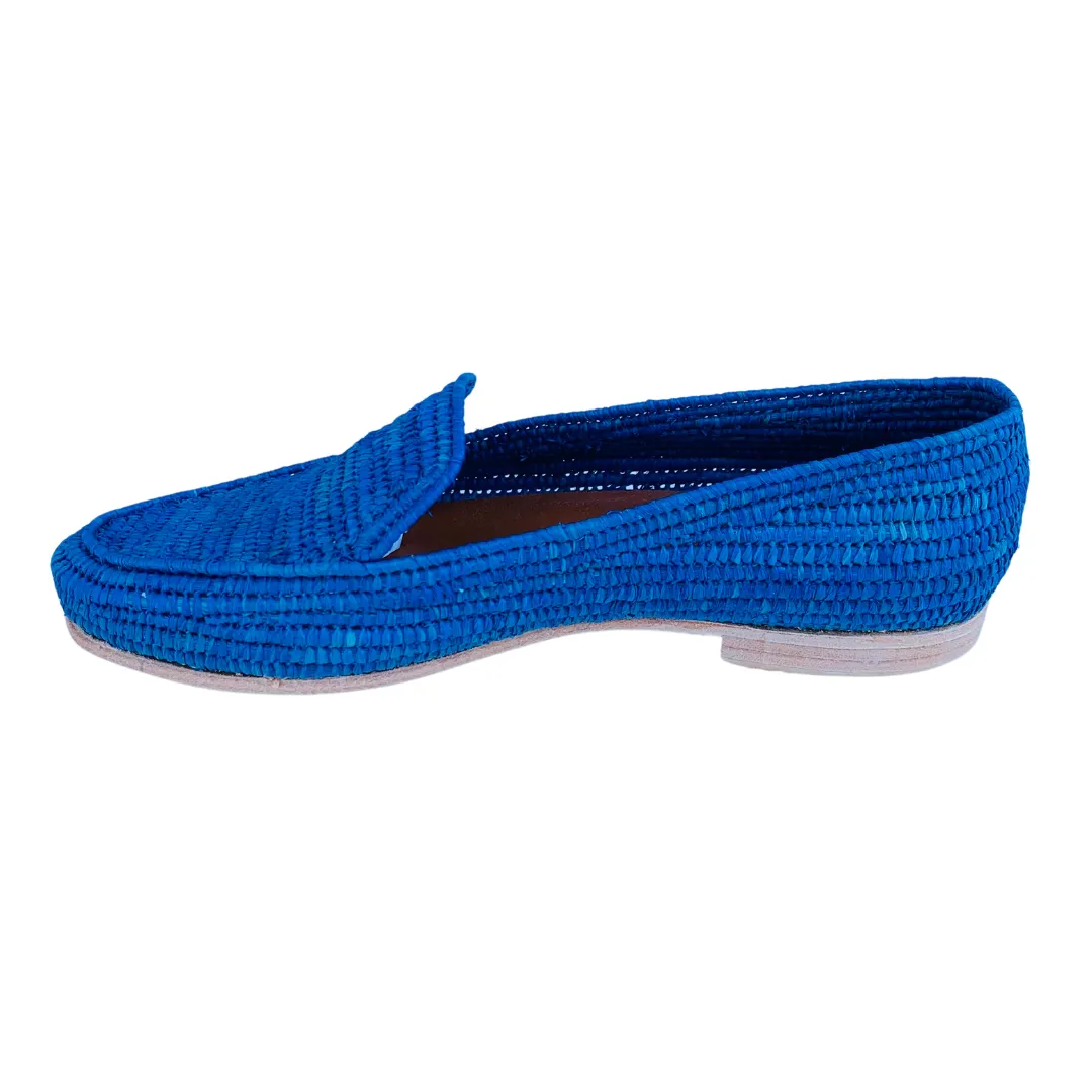 Women's Raffia Loafers (Blue)