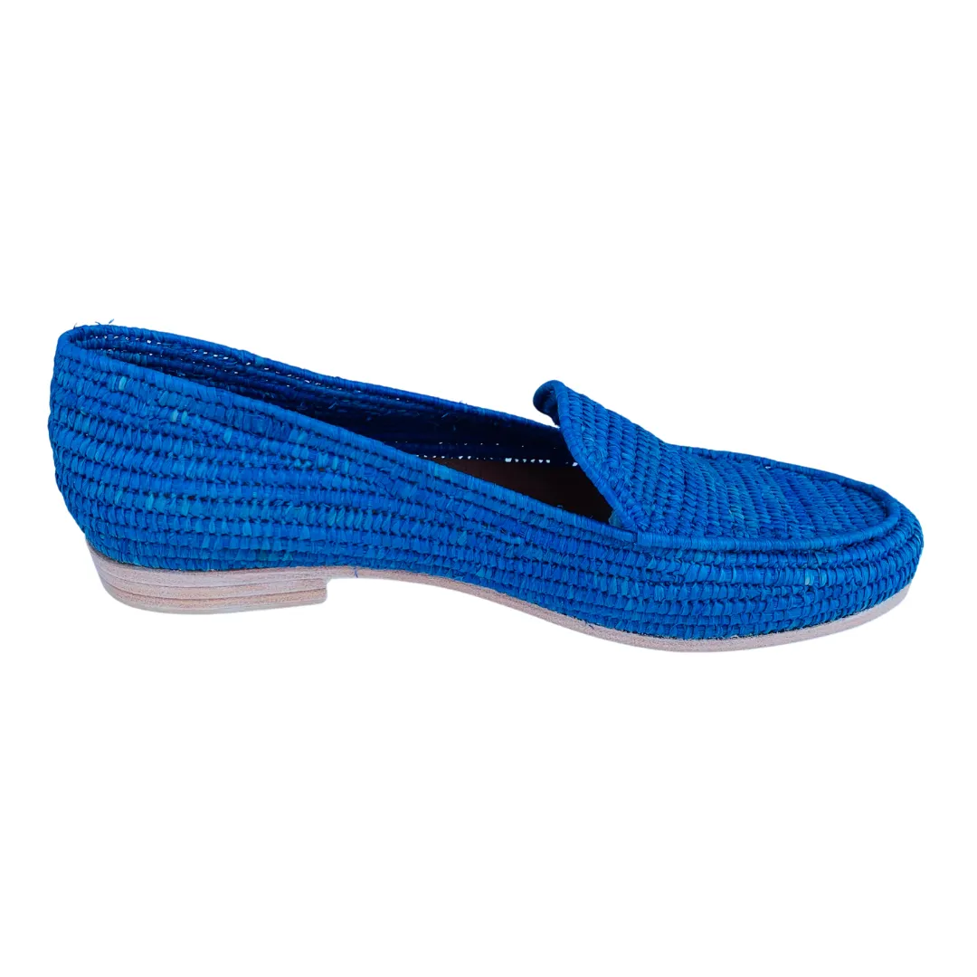 Women's Raffia Loafers (Blue)