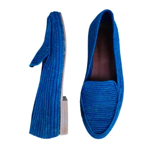 Women's Raffia Loafers (Blue)