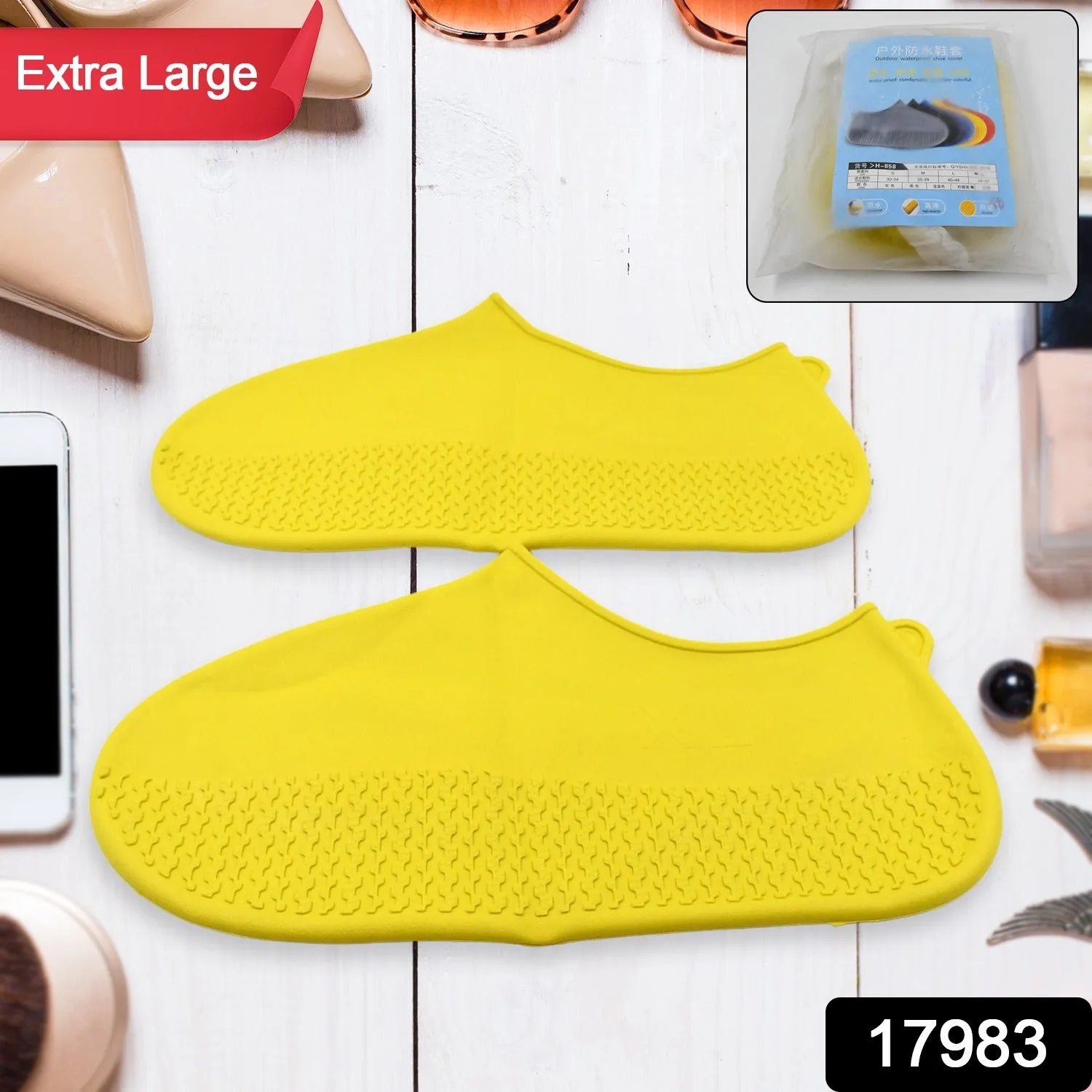 XL Non-Slip Silicone Reusable Waterproof Boot Covers (1 Pair)
